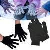 Чисто черные мужские и женские холодные и теплые вязаные перчатки с пятью пальцами, защищающие от замерзания, простые перчатки с закрытыми руками