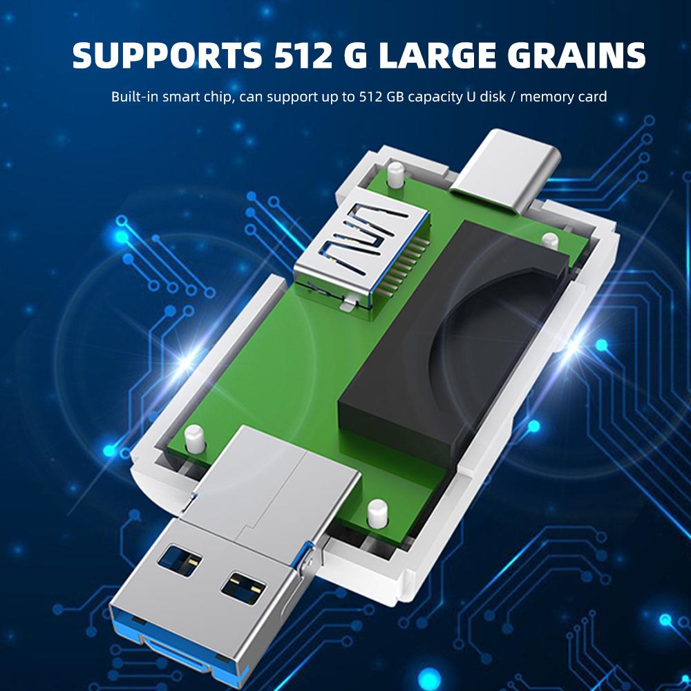 OTG SD TF Card Reader Высокоскоростная передача Type-C USB 2.0 Адаптер для карт памяти Micro USB Plug and Play Для ноутбука Поддержка 512 ГБ