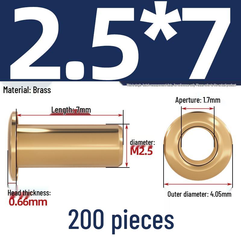 Pure Brass Hollow Rivets & Copper Eyelets Fasteners M1.3–M5