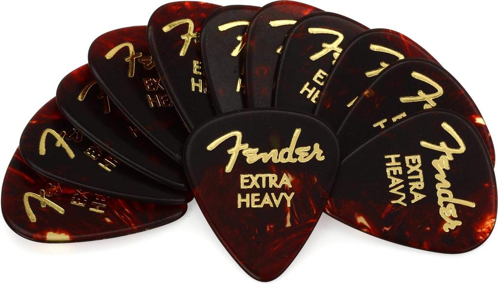 Fender Pick Classic Tortoise 351 Extra 12 Count Celluloid, Shell, Shape, Heavy,