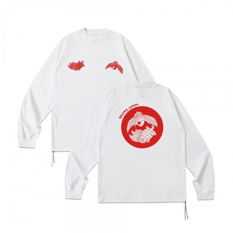 Unisex Oversized Cotton Long Sleeve T-Shirt With Fuji Mountain Cartoon Graphic Print Loose Fit Teens Adults