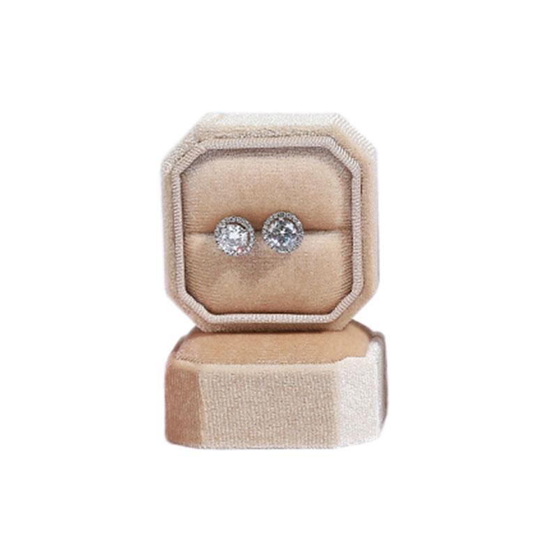 Бархатное двойное кольцо, восьмиугольное кольцо для хранения ювелирных изделий, съемная крышка, коробка для колец, винтажный держатель для подарков с одним кольцом