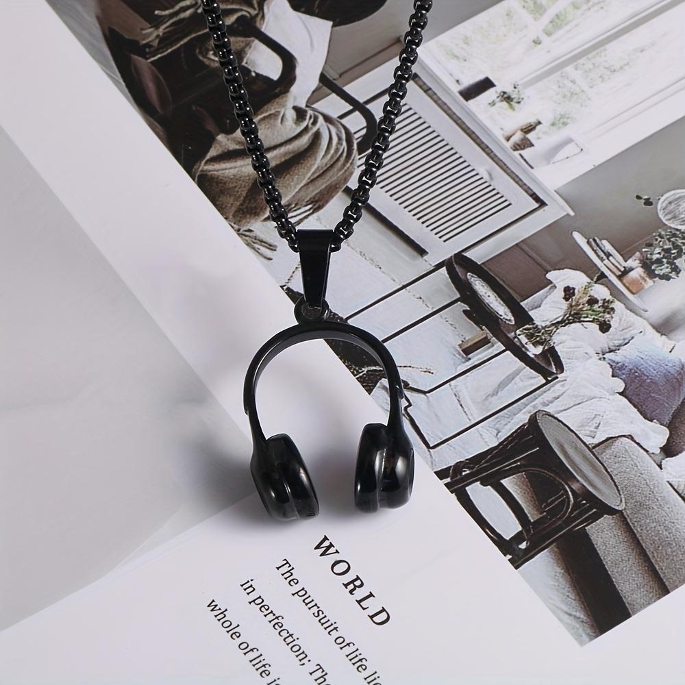 Мужское ожерелье-подвеска в виде наушников, прочный дизайн цвета оружейной стали, не выцветает, простой аксессуар на музыкальную тематику, подходит для повседневной носки
