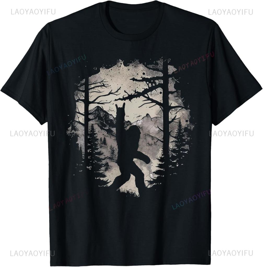2025 new model Rock on Sasquatch Loves Rock and Roll Mountain Trees Unisex Summer Streetwear Tops Vintage T Shirt Camise