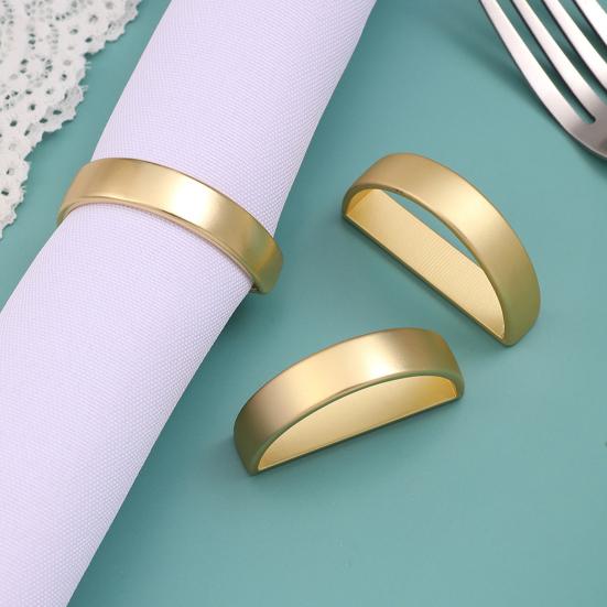 12 шт./набор Пряжка для салфетки Полированная Гальваническое покрытие Высокий глянец D-образное Украшение стола Элегантное Золотой Серебристый цвет Кольцо для салфетки Ресторанный инвентарь