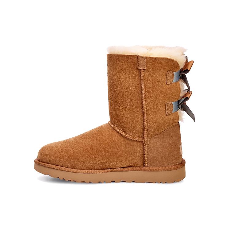 UGG Bailry Bow II Термоботинки на меху из блестящей овчины, женские, коричневые 1102937-CHE