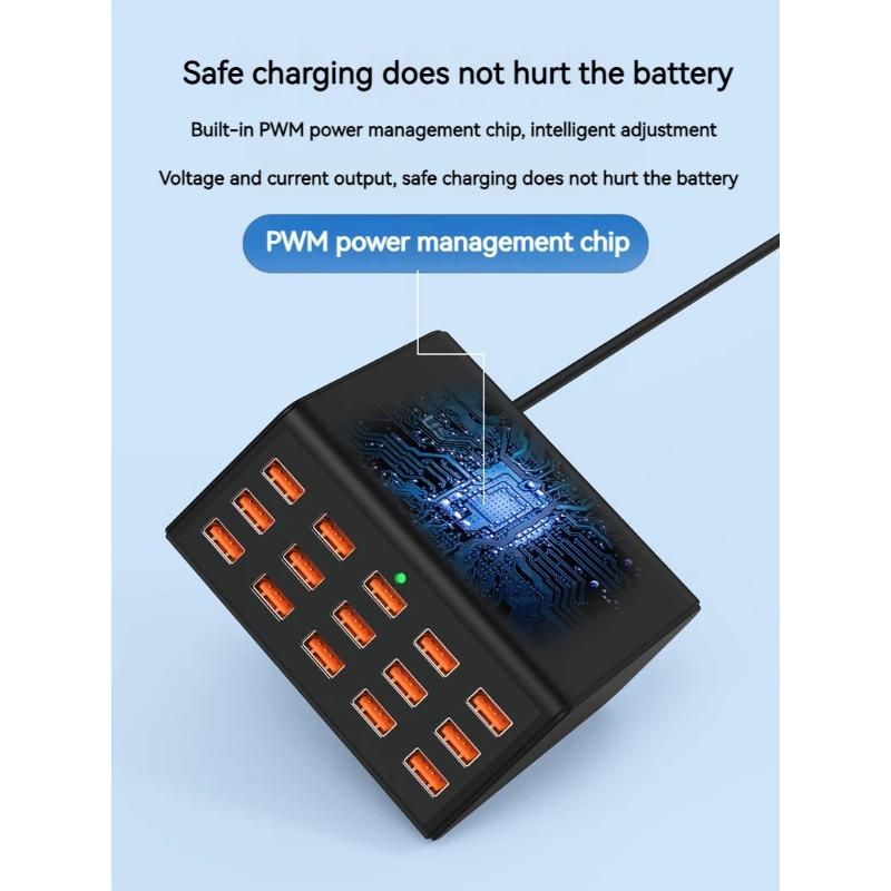 100 Вт настольное универсальное зарядное устройство USB 15 портов USB быстрая зарядная станция для iPad Iphone16 15 14 13 Pro для Samsung EU Plug