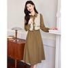 Women's Elegant Long Sleeve A-Line Midi Dress