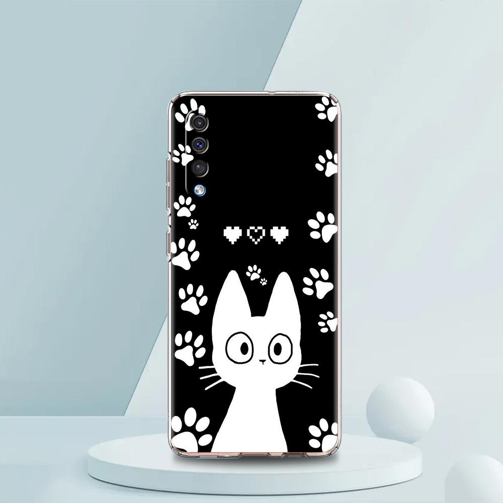 Милый Мультяшный Черный Кот Чехол Для Samsung A16 A14 A12 A22 A32 5G A34 A42 A52 A54 A50 A70 A30 A40 A20E A10S A02S A04S A06 Чехол