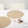 Eco-friendly round Japanese minimalist wind fringed placemat table mat coaster natural color jute modern minimalist