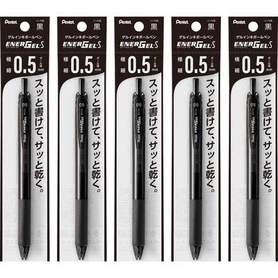 Ручка шариковая Pentel Гелевые чернила Energel S Черный корпус Черный 5 штук 0,5 мм XBLN125-A