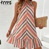 Женская мода Лето Весна в полоску с принтом без рукавов повседневные платья