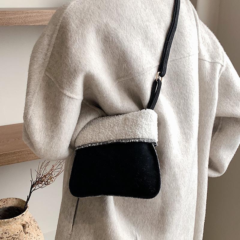 Lamb Wool Plush Bag Women's 2024 New Autumn and Winter Messenger Large-capacity Bucket Bag Versatile Shoulder Tote Bag