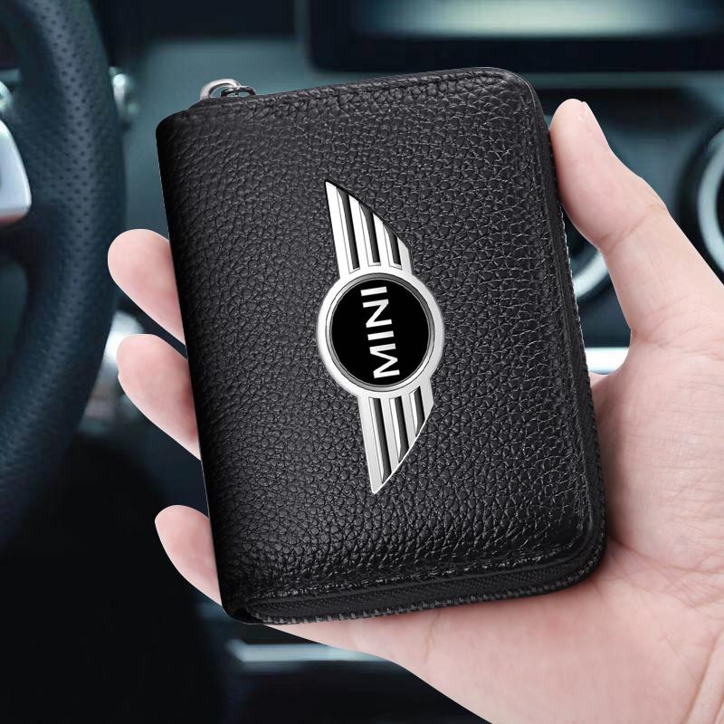 Leather Car Driver's License ID Card Bank Card Wallet Car Styling For BMW Mini Cooper F54 F55 F56 R56 R60 SONE Roadster Clubman Coupe