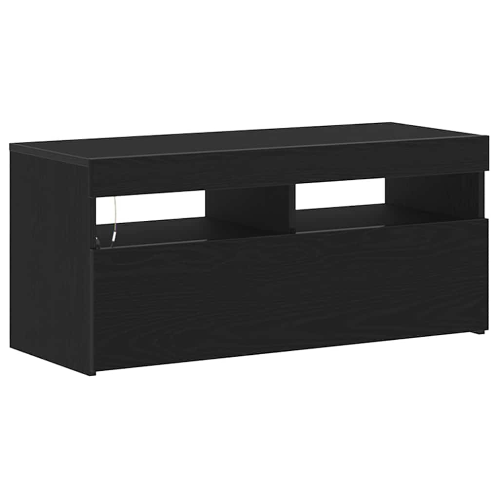 TV Cabinet Black Oak Effect 90 x 35 x 40 cm Engineered Wood