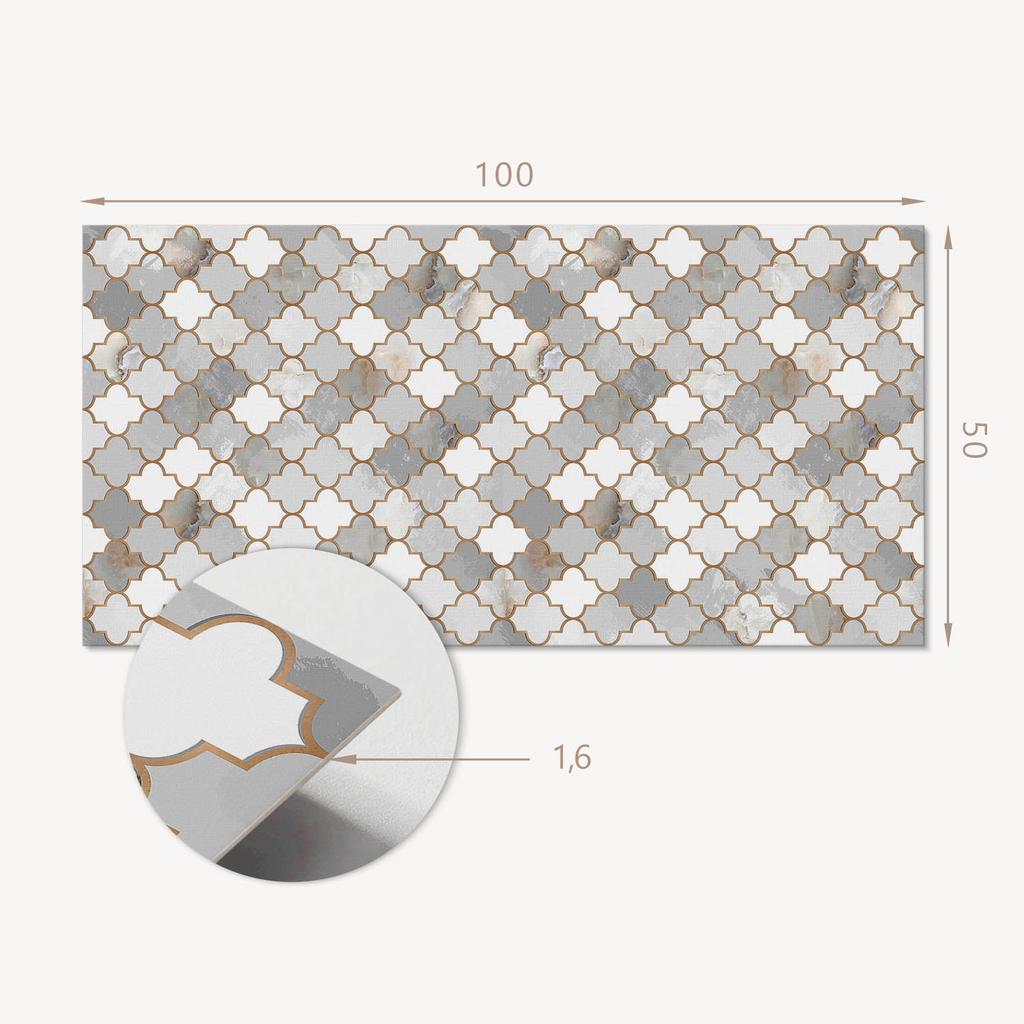Printed Vinyl Wall Panel for Dining Room 100x50 cm Mosaic Pattern with Shapes