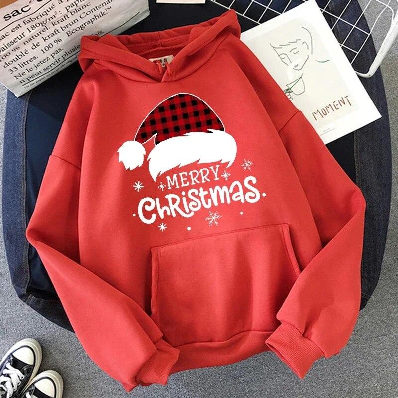 2023 Женская толстовка унисекс унисекс/женская новогодняя толстовка с капюшоном «Merry Christmas» с леопардовым принтом в клетку, топы унисекс с графикой Y2k, уличная одежда для мужчин