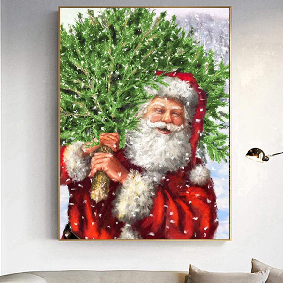 Полный квадратный дрель Алмазная картина 5d Санта-Клаус DIY Алмазная вышивка Рождественская мозаика Текст Домашний декор