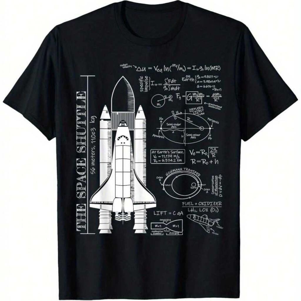 Space Shuttle Sts Rocket Science TShirt Boys Girls Black Blend Casual Tee With Educational Space Esin Short Sleeve