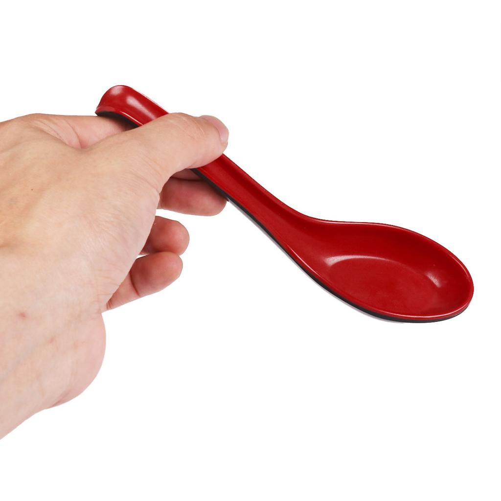 6 шт. красная и черная пластиковая ложка, домашние столовые приборы, миска для каши, китайская обеденная ложка, японская ложка для супа для домашнего ресторана