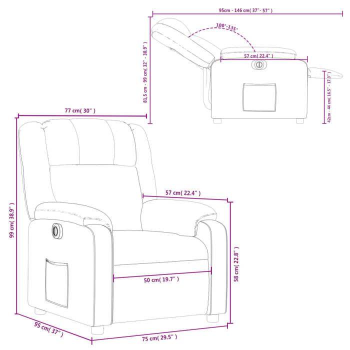 VidaXL Fauteuil Inclinable Électrique, Chaise de Relaxation avec Dossier, Siège avec Accoudoirs, Fauteuil TV de Salon, 3205136