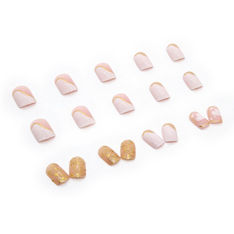 24pcs/set Color Love Glitter Nail Stickers Smudged Nail Stickers Wearing False Nails