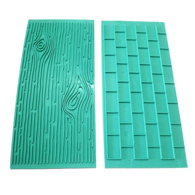 2 Pcs / Set Texture Silicone Mold Of Tree Bark + Brick Wall Silicone Mat Fondant Cake Decorating Tools Bakeware