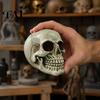 Holiday Gift for Horror Fans Resin Skull Figurine, Realistic Human Head Model, Spooky Halloween Gothic Style Interior Accents Statue Indoor Fireplace