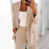 Suit Jacket Solid Color Turndown Collar Women Long Sleeve Buttons Blazer