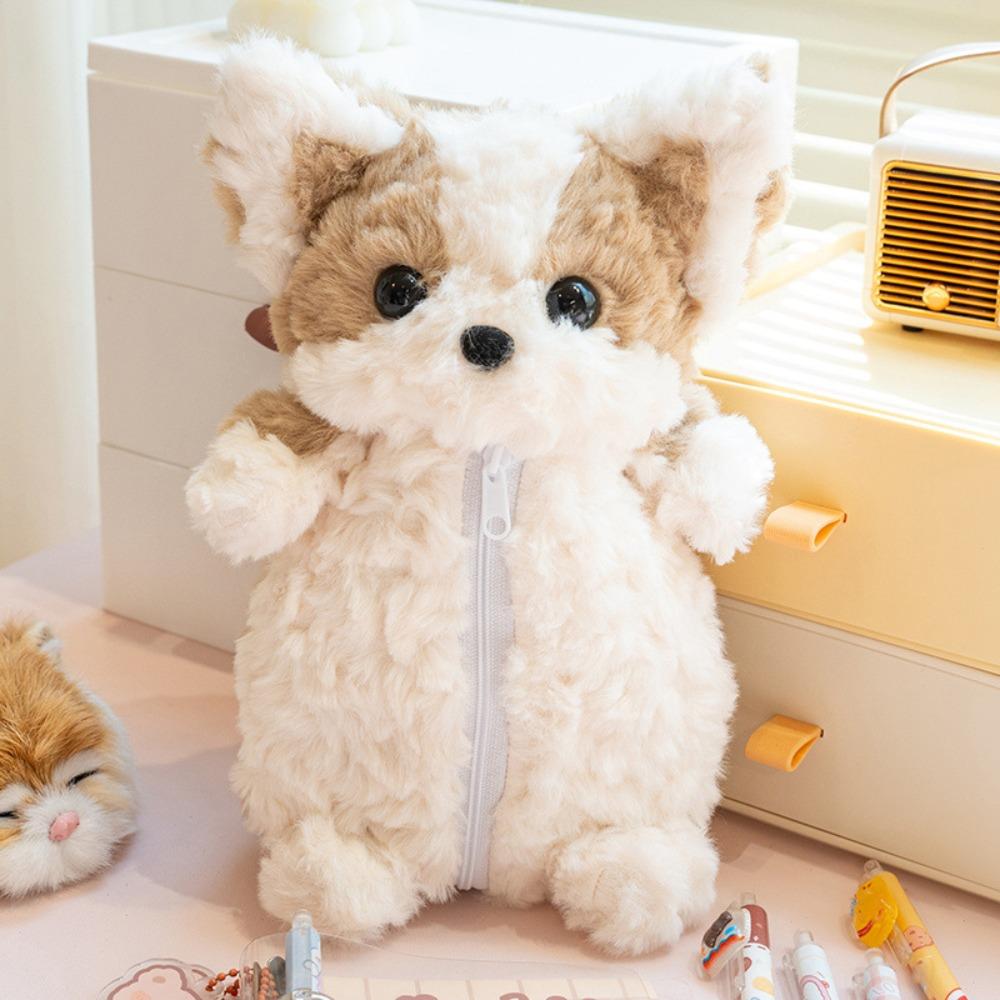 Plush Dog Doll Stationery Bag Corgi Little Dog Pen Pouch Ins Little Dog Doll Pencil Bag Stationery