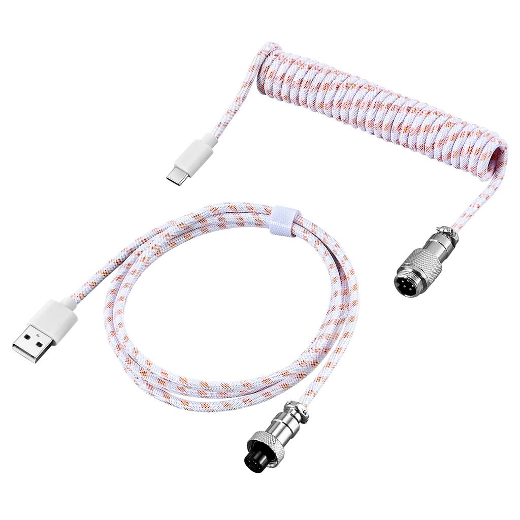 Type C Mechanical Keyboard Coiled Cable Type C USB Mechanical Keyboard Aviator Desktop Computer Aviation Connector Cord Max 3m