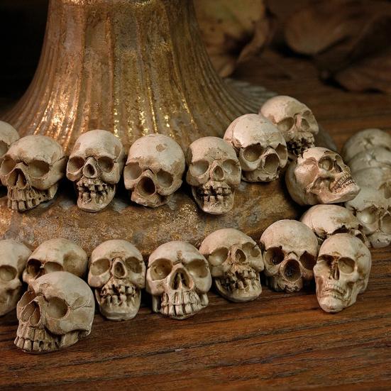 20 шт. Мини-фигурка черепа, миниатюрная, из смолы, голова скелета, настольный декор на Хэллоуин, наполнитель для вазы, игрушка-розыгрыш, реквизит для дома с привидениями