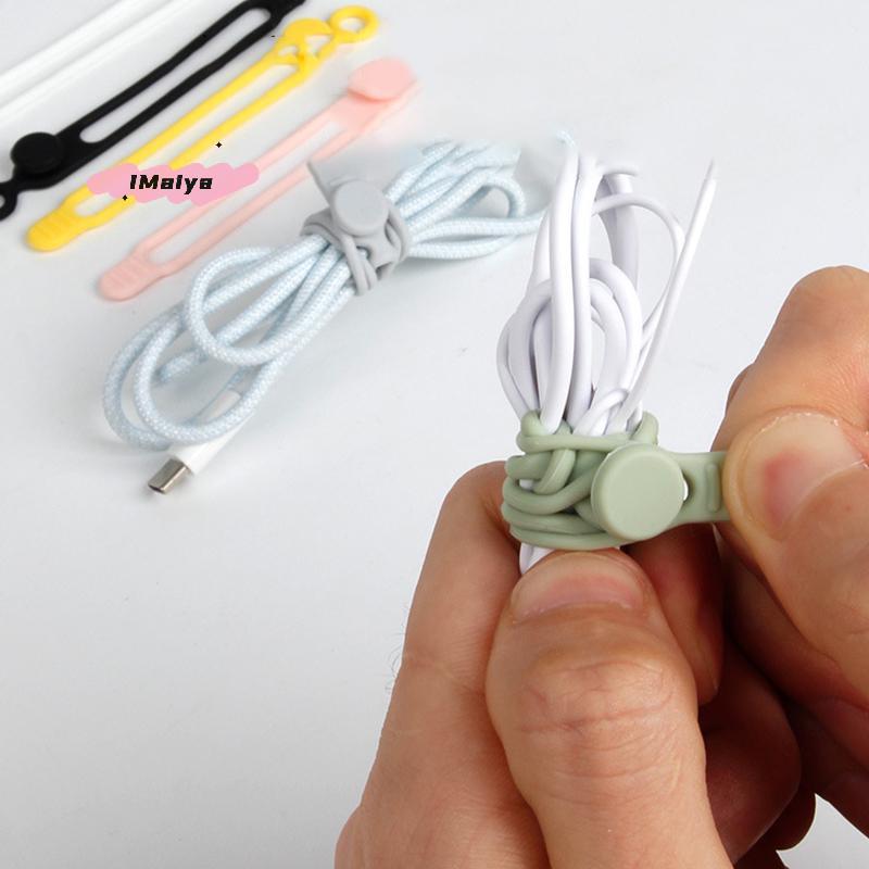 M-10pcsSilicone Cable Ties,Cord Organizer,Cable Straps,Reusable Cord Ties,Travel Cable Organizer ,Cute Elastic Tie, Wire Ties