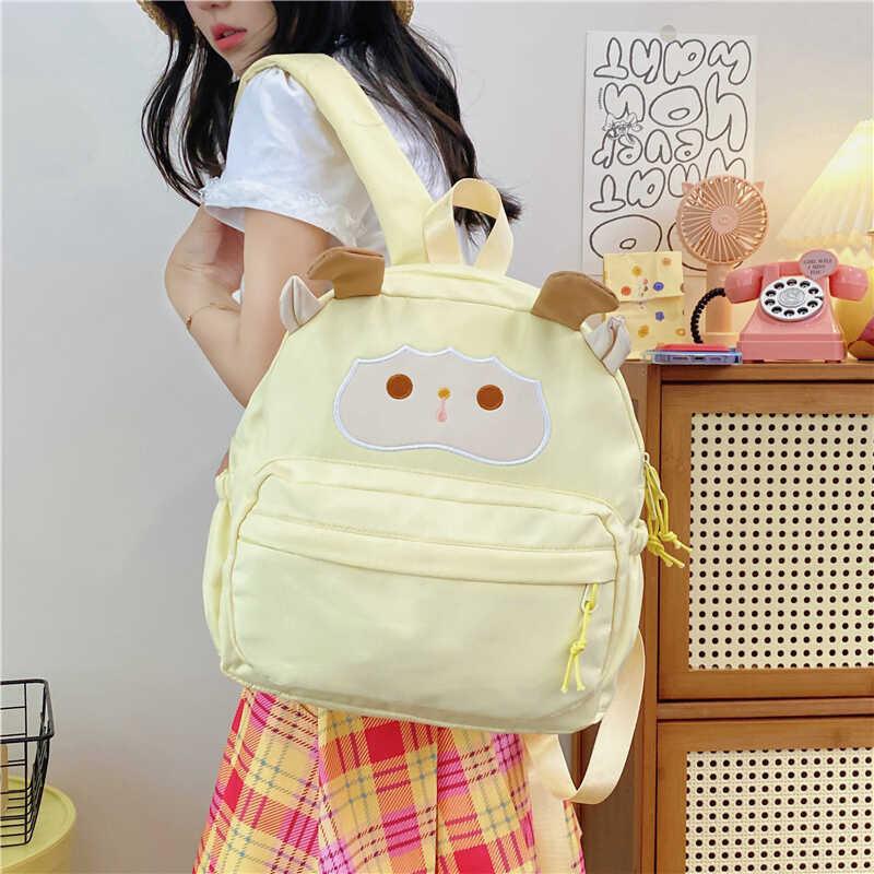 Charming Cartoon Sheep Design Backpack Spacious Trendy Gender Neutral Waterproof Laptop Bag