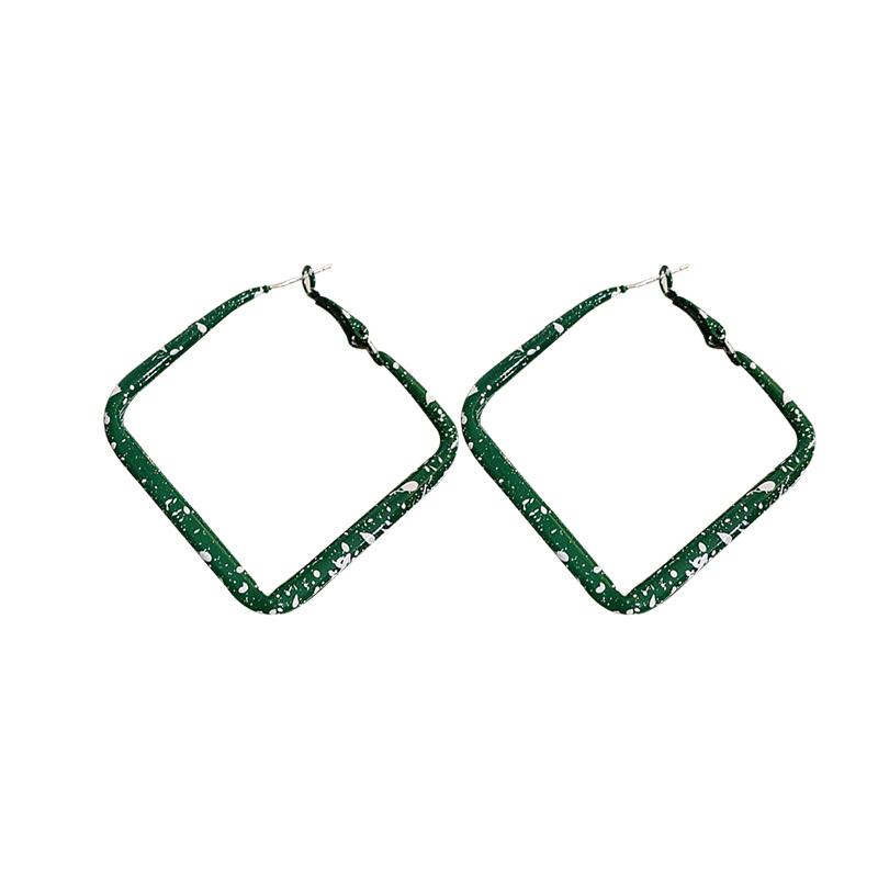 Модные зеленые серьги, геометрические полые круглые квадратные серьги-капли, металлические висячие серьги, женские ювелирные изделия