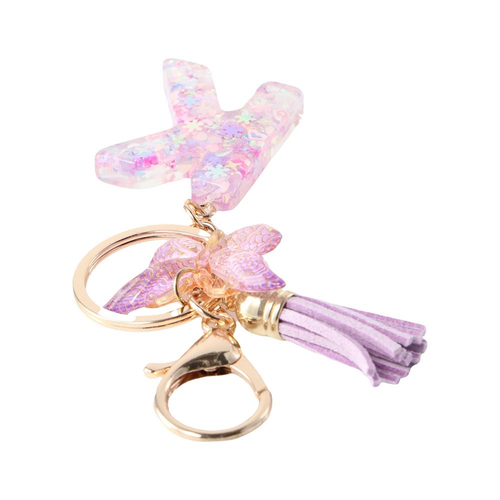 Инициалы алфавита фиолетовые снежинки брелок с буквами от А до Я 26 брелок с алфавитом подарки на день рождения