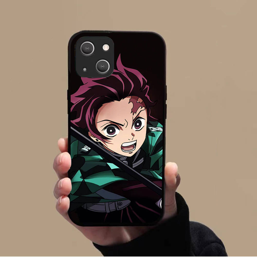 KK-10 Demon Slayer Soft Black Case for iPhone XR 14 15 11 12 13 6 7 8 X XS Pro Max Samsung S22 S23 S21 S24 FE Ultra S8 Plus