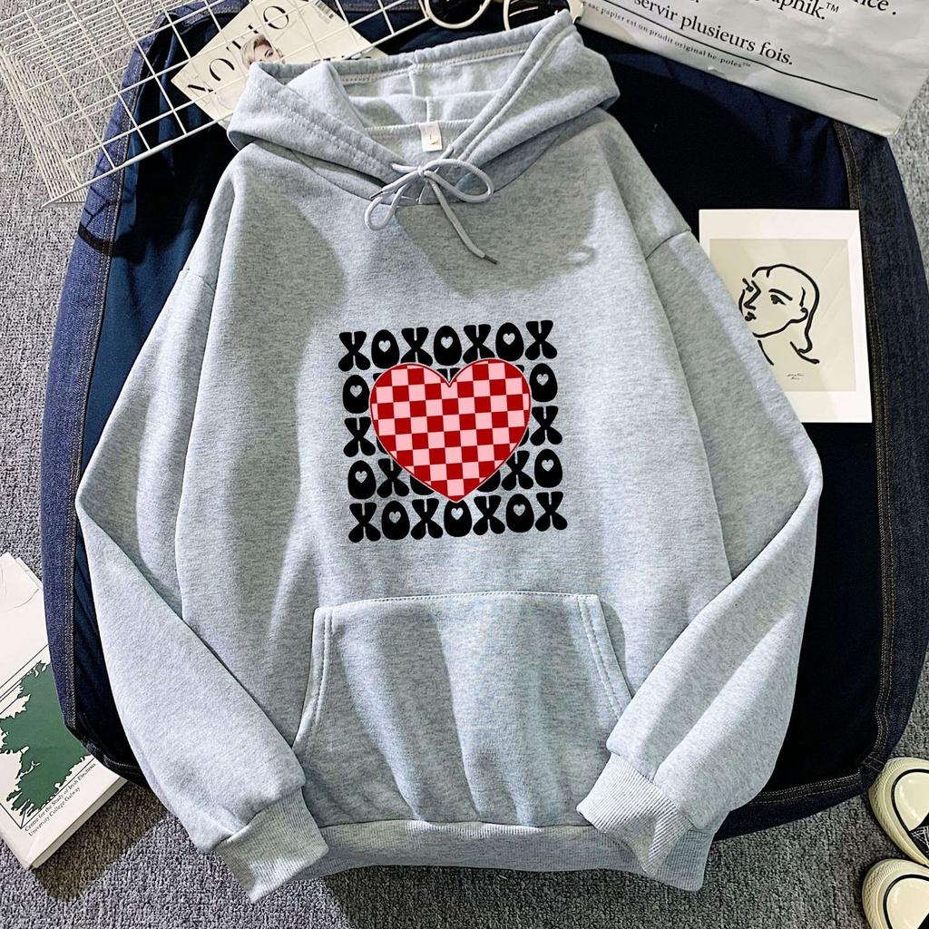 Худи с капюшоном с принтом в виде шахматной доски и сердечек для мужчин и женщин, модный и универсальный топ, Amazon