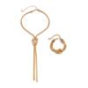 Salircon Gothic Punk Metal Flat Snake Chain Chest Necklace Women's Sexy Tie Long Tassel Necklace Aesthetics Party Set Jewelry