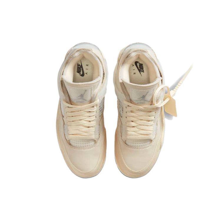Off-White X  Air Jordan 4 Retro SP Sail Women Sneakers Tan Muslin Black CV9388-100