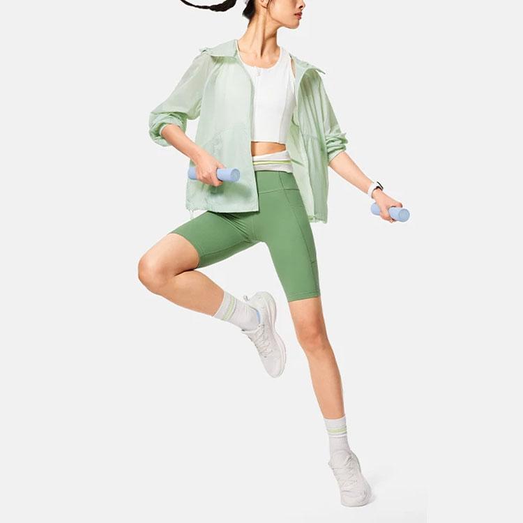 Li Ning УФ-защита водонепроницаемая дышащая цветная однотонная молния с капюшоном куртка женская куртка UPF50+ ледяной зеленый AFDU460-3