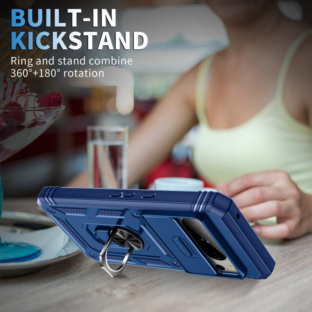 Чехол для Google Pixel 8 Pro Camshield с кольцом-держателем и подставкой, ТПУ+ПК, чехол для телефона