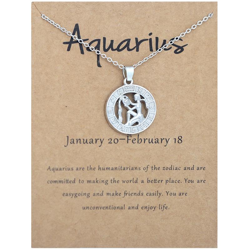 12 Zodiac Signs 3D Image Pendant Necklace Ins In Stock Zodiac Card Collarbone Chain