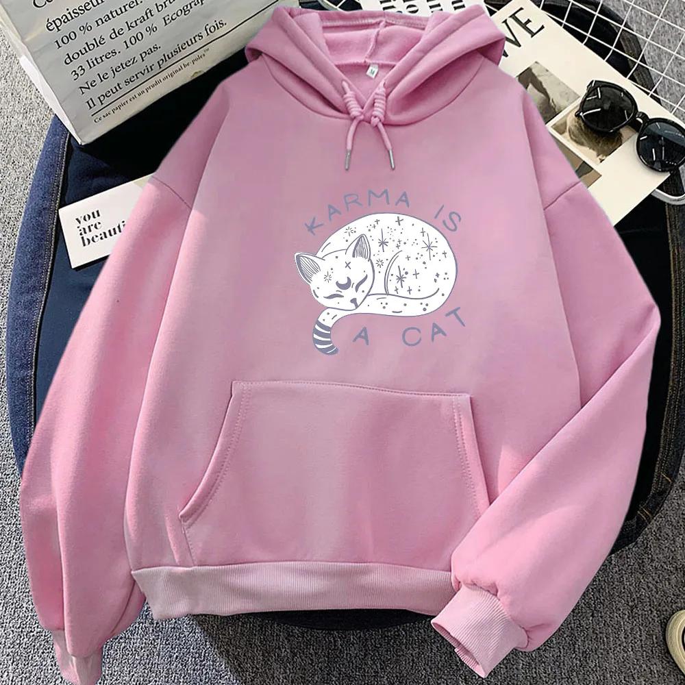 The Eras Tour Karma Is A Cat 2D-принт Мужские Женские Толстовки Повседневные Пуловеры Оверсайз Популярные Толстовки Уличной Моды