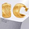 Vnox Позолоченные 18К Серьги-кольца для женщин, Полуоткрытые серьги-пусеты, Стильные золотые крупные гипоаллергенные украшения