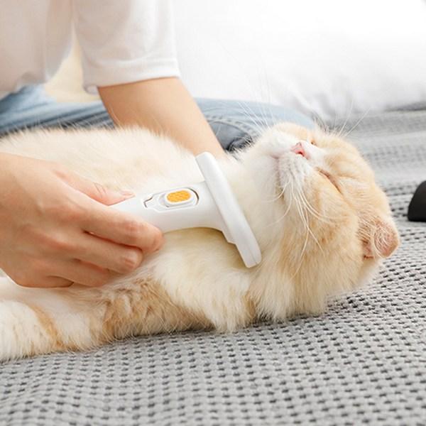 Okhee Dokhee Fluffy Cat Dead Hair Removal Brush Long and Short Hair Common 9.5 X 15.6 Cm, White, 1 Piece, Korean Pet Shampoo