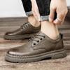 Классические мужские повседневные туфли из натуральной кожи в стиле ретро, оксфордские туфли на толстой подошве, со шнуровкой, мужские спортивные туфли в английском стиле для активного отдыха