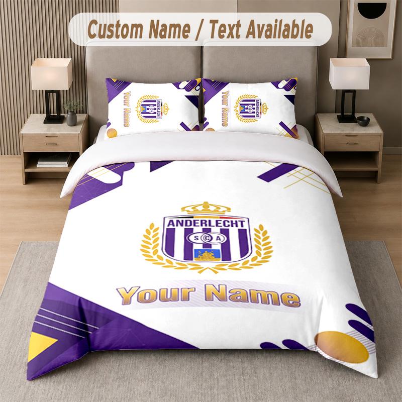 Anderlecht FC Design Bedding Set Custom Text 1 Duvet Cover & 2 Pillow Cases