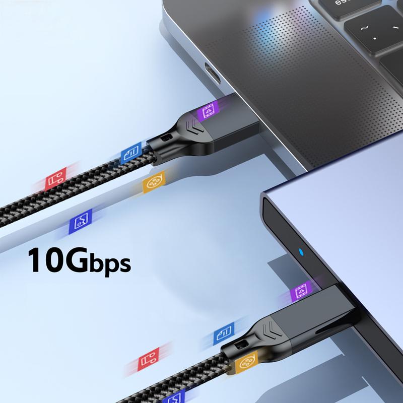 Кабель USB3.2 Type A на USB C Gen2 10 Гбит/с для передачи данных SSD Жесткий диск NVMe 3A 60 Вт Быстрая зарядка для iPhone 15 16 Samsung