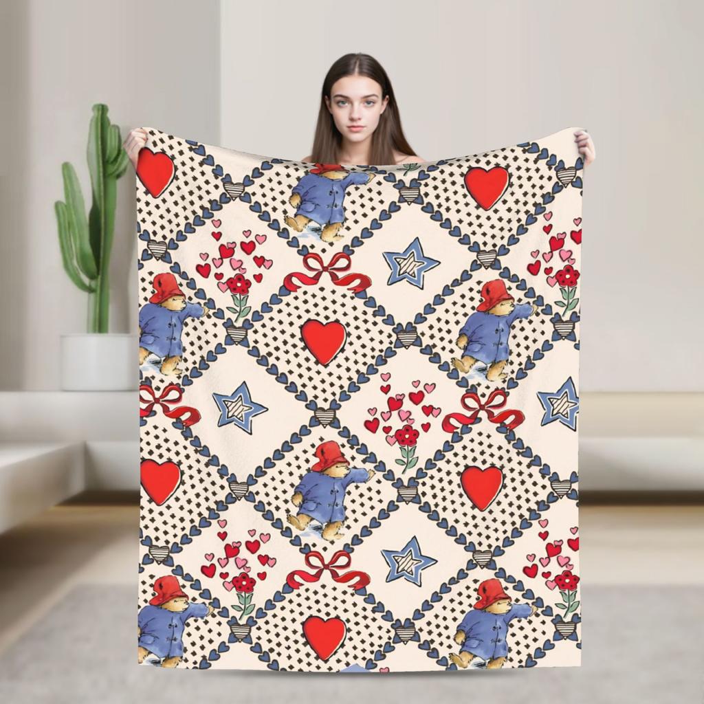 Blankets Britain Paddington Brown Bear Throw Blanket Flannel Bedspread For Couch Chair Sofa Bed Fluffy Sofa Bed Cover